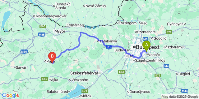 Map: Budapest Airport (BUD), Ferihegy, Liszt Ferenc to Homokbödöge