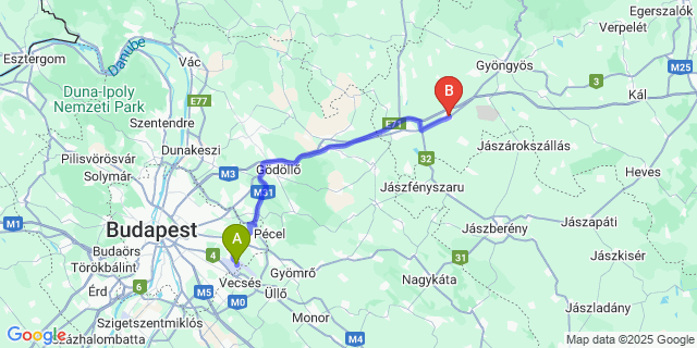 Map: Budapest Airport (BUD), Ferihegy, Liszt Ferenc to Hort