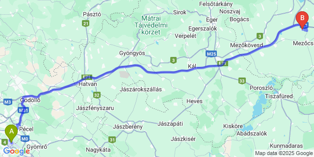 Map: Budapest Airport (BUD), Ferihegy, Liszt Ferenc to Igrici