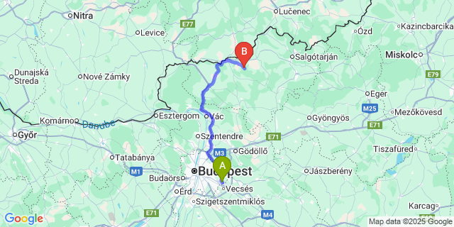 Map: Budapest Airport (BUD), Ferihegy, Liszt Ferenc to Iliny