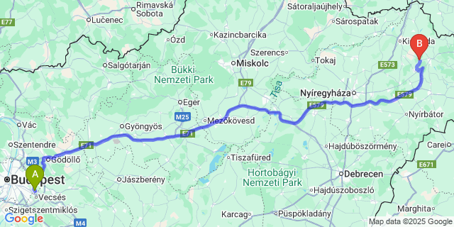 Map: Budapest Airport (BUD), Ferihegy, Liszt Ferenc to Ilk