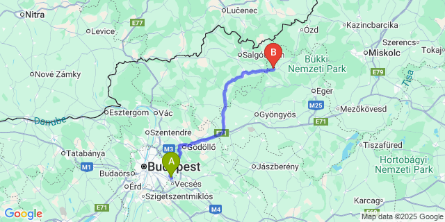 Map: Budapest Airport (BUD), Ferihegy, Liszt Ferenc to Ivád