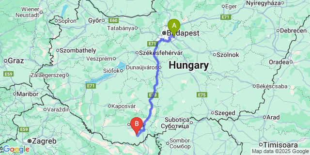 Map: Budapest Airport (BUD), Ferihegy, Liszt Ferenc to Ivánbattyán