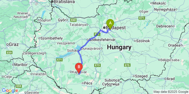 Map: Budapest Airport (BUD), Ferihegy, Liszt Ferenc to Jágónak