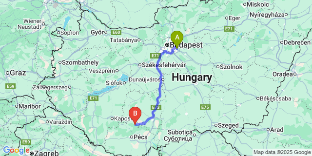 Map: Budapest Airport (BUD), Ferihegy, Liszt Ferenc to Kárász