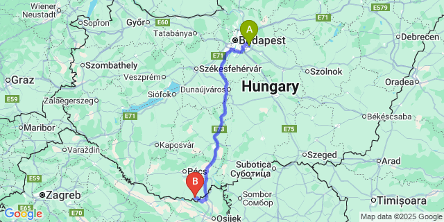 Map: Budapest Airport (BUD), Ferihegy, Liszt Ferenc to Kásád