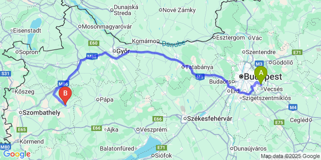Map: Budapest Airport (BUD), Ferihegy, Liszt Ferenc to Kemenesmihályfa