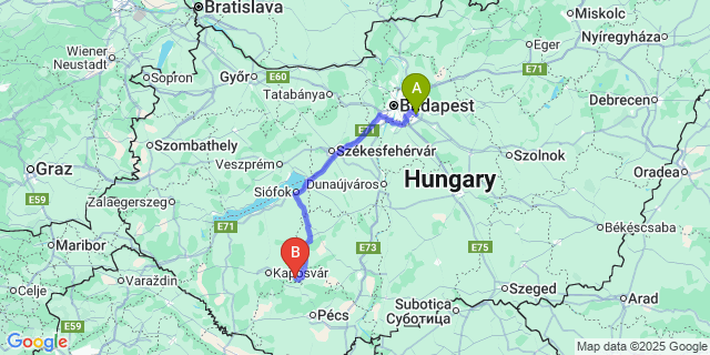 Map: Budapest Airport (BUD), Ferihegy, Liszt Ferenc to Kercseliget