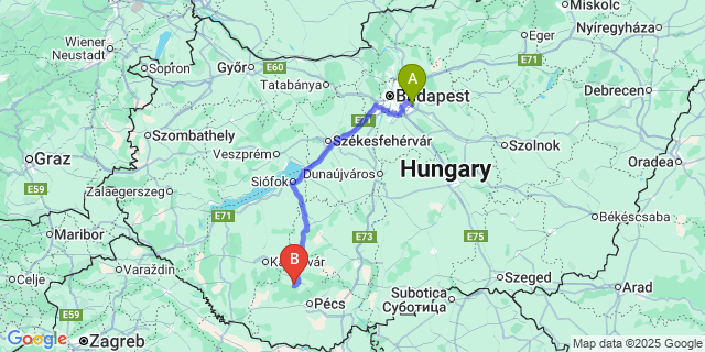Map: Budapest Airport (BUD), Ferihegy, Liszt Ferenc to Kishajmás