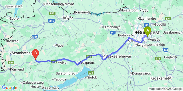 Map: Budapest Airport (BUD), Ferihegy, Liszt Ferenc to Kissomlyó