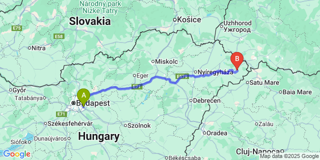 Map: Budapest Airport (BUD), Ferihegy, Liszt Ferenc to Kisszekeres