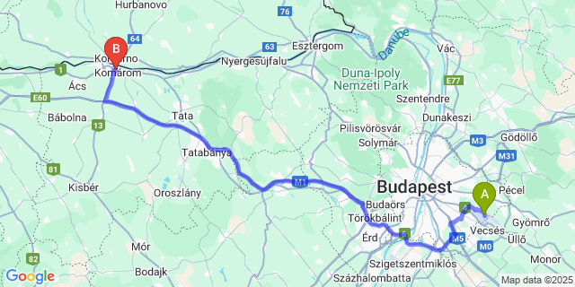 Map: Budapest Airport (BUD), Ferihegy, Liszt Ferenc to cancelled