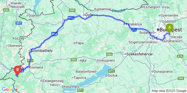 Map: Budapest Airport (BUD), Ferihegy, Liszt Ferenc to Kondorfa