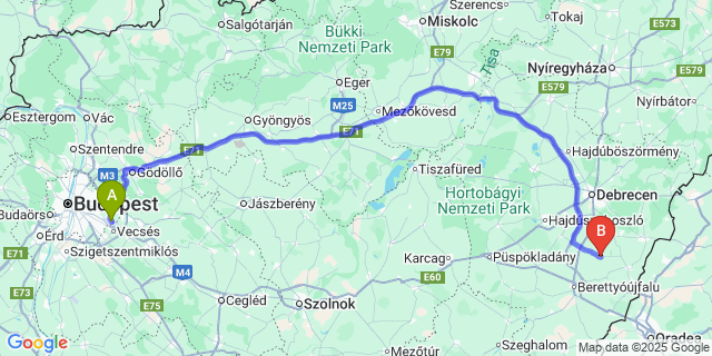 Map: Budapest Airport (BUD), Ferihegy, Liszt Ferenc to Konyár