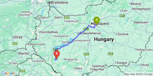 Map: Budapest Airport (BUD), Ferihegy, Liszt Ferenc to Kozmapuszta
