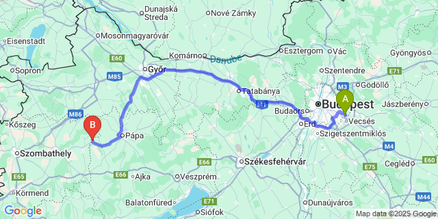 Map: Budapest Airport (BUD), Ferihegy, Liszt Ferenc to Külsővat