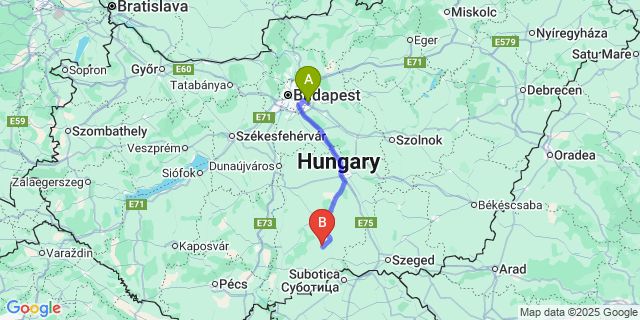 Map: Budapest Airport (BUD), Ferihegy, Liszt Ferenc to Kunfehértó