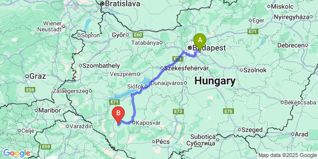 Map: Budapest Airport (BUD), Ferihegy, Liszt Ferenc to Kutas