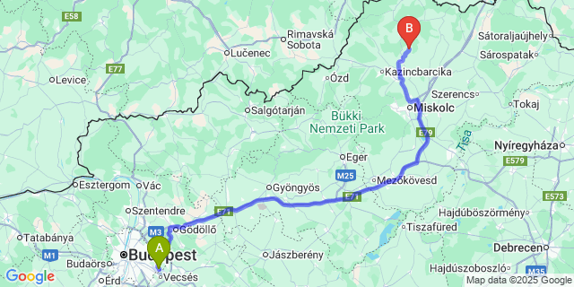Map: Budapest Airport (BUD), Ferihegy, Liszt Ferenc to Ládbesenyő