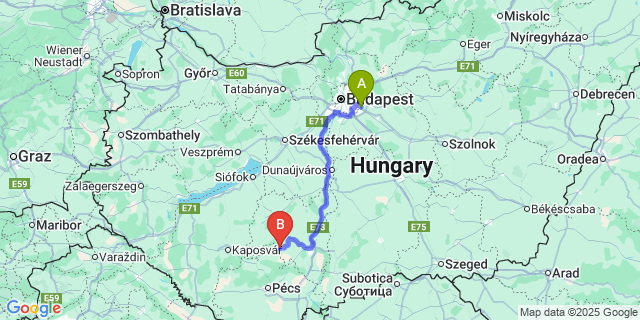 Map: Budapest Airport (BUD), Ferihegy, Liszt Ferenc to Lengyel