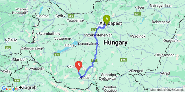 Map: Budapest Airport (BUD), Ferihegy, Liszt Ferenc to Liget