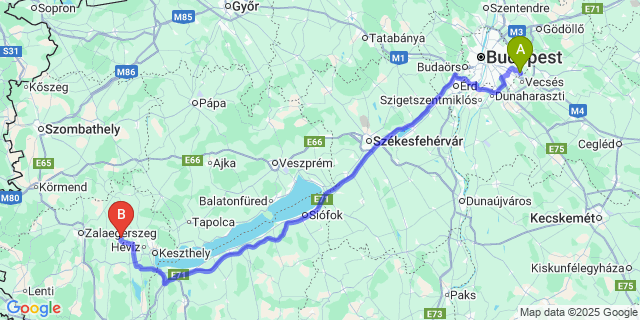 Map: Budapest Airport (BUD), Ferihegy, Liszt Ferenc to Ligetfalva