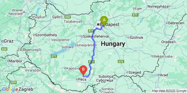 Map: Budapest Airport (BUD), Ferihegy, Liszt Ferenc to Lovászhetény