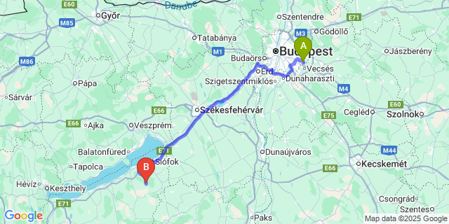 Map: Budapest Airport (BUD), Ferihegy, Liszt Ferenc to Lulla