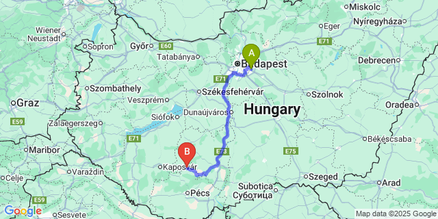 Map: Budapest Airport (BUD), Ferihegy, Liszt Ferenc to Mágocs