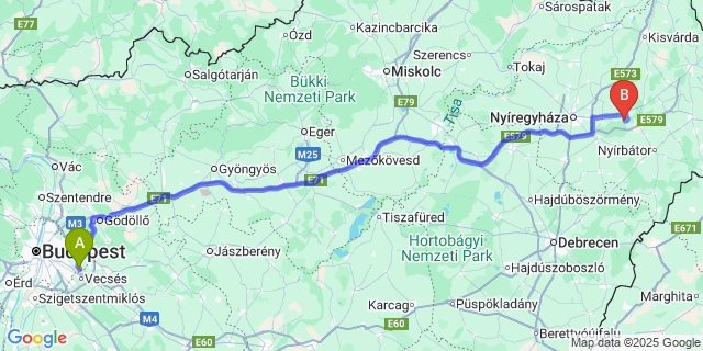 Map: Budapest Airport (BUD), Ferihegy, Liszt Ferenc to Magy