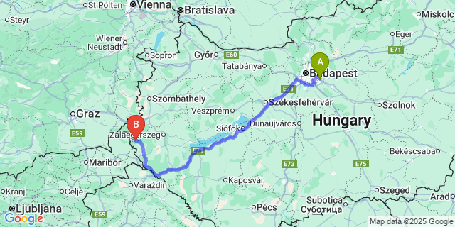 Map: Budapest Airport (BUD), Ferihegy, Liszt Ferenc to Magyarföld