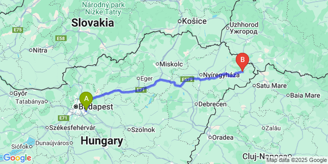 Map: Budapest Airport (BUD), Ferihegy, Liszt Ferenc to Mánd