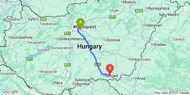 Map: Budapest Airport (BUD), Ferihegy, Liszt Ferenc to Maroslele