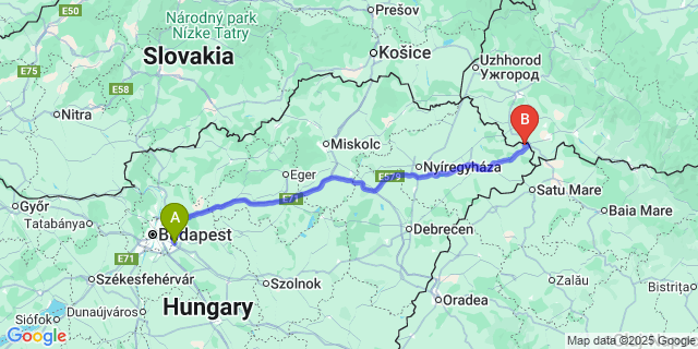Map: Budapest Airport (BUD), Ferihegy, Liszt Ferenc to Milota