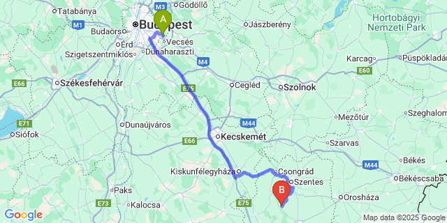 Map: Budapest Airport (BUD), Ferihegy, Liszt Ferenc to Mindszent