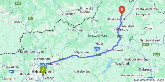 Map: Budapest Airport (BUD), Ferihegy, Liszt Ferenc to Monaj