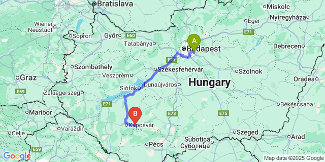 Map: Budapest Airport (BUD), Ferihegy, Liszt Ferenc to Mosdós