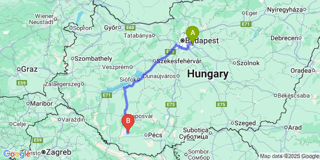 Map: Budapest Airport (BUD), Ferihegy, Liszt Ferenc to Mozsgó