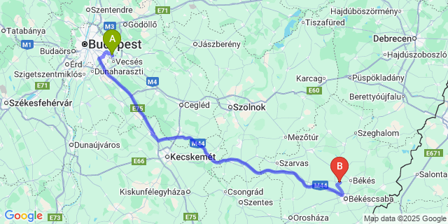 Map: Budapest Airport (BUD), Ferihegy, Liszt Ferenc to Murony