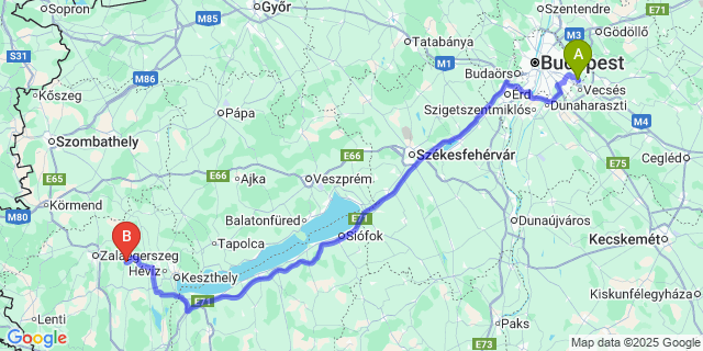 Map: Budapest Airport (BUD), Ferihegy, Liszt Ferenc to Nagykapornak