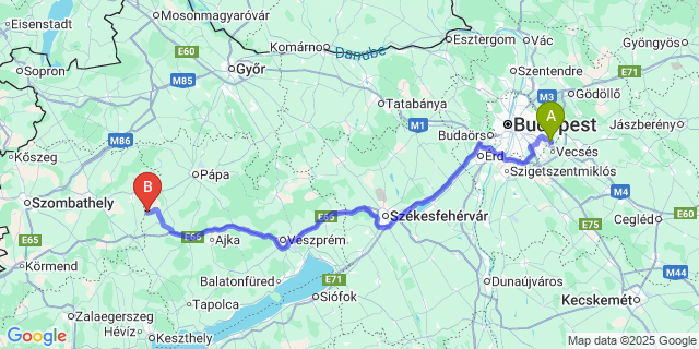 Map: Budapest Airport (BUD), Ferihegy, Liszt Ferenc to Nagypirit