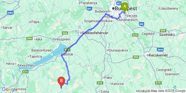 Map: Budapest Airport (BUD), Ferihegy, Liszt Ferenc to Nak