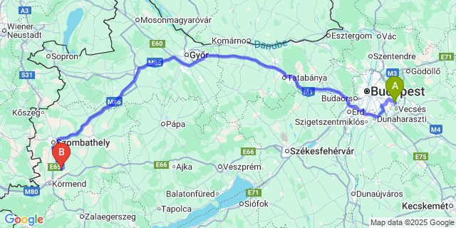 Map: Budapest Airport (BUD), Ferihegy, Liszt Ferenc to Nemesrempehollós