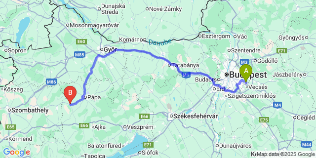 Map: Budapest Airport (BUD), Ferihegy, Liszt Ferenc to Nemesszalók