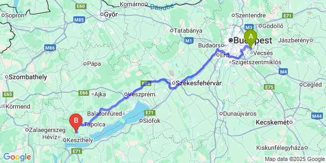 Map: Budapest Airport (BUD), Ferihegy, Liszt Ferenc to Nemesvita