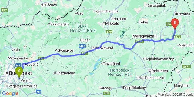Map: Budapest Airport (BUD), Ferihegy, Liszt Ferenc to Nyírjákó