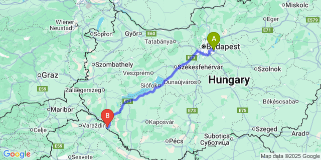 Map: Budapest Airport (BUD), Ferihegy, Liszt Ferenc to Őrtilos