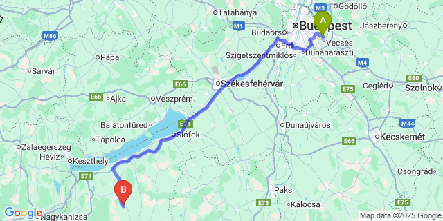 Map: Budapest Airport (BUD), Ferihegy, Liszt Ferenc to Osztopán