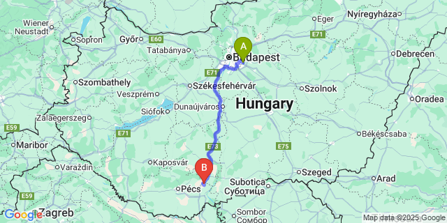 Map: Budapest Airport (BUD), Ferihegy, Liszt Ferenc to Palotabozsok