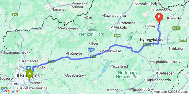 Map: Budapest Airport (BUD), Ferihegy, Liszt Ferenc to Paszab